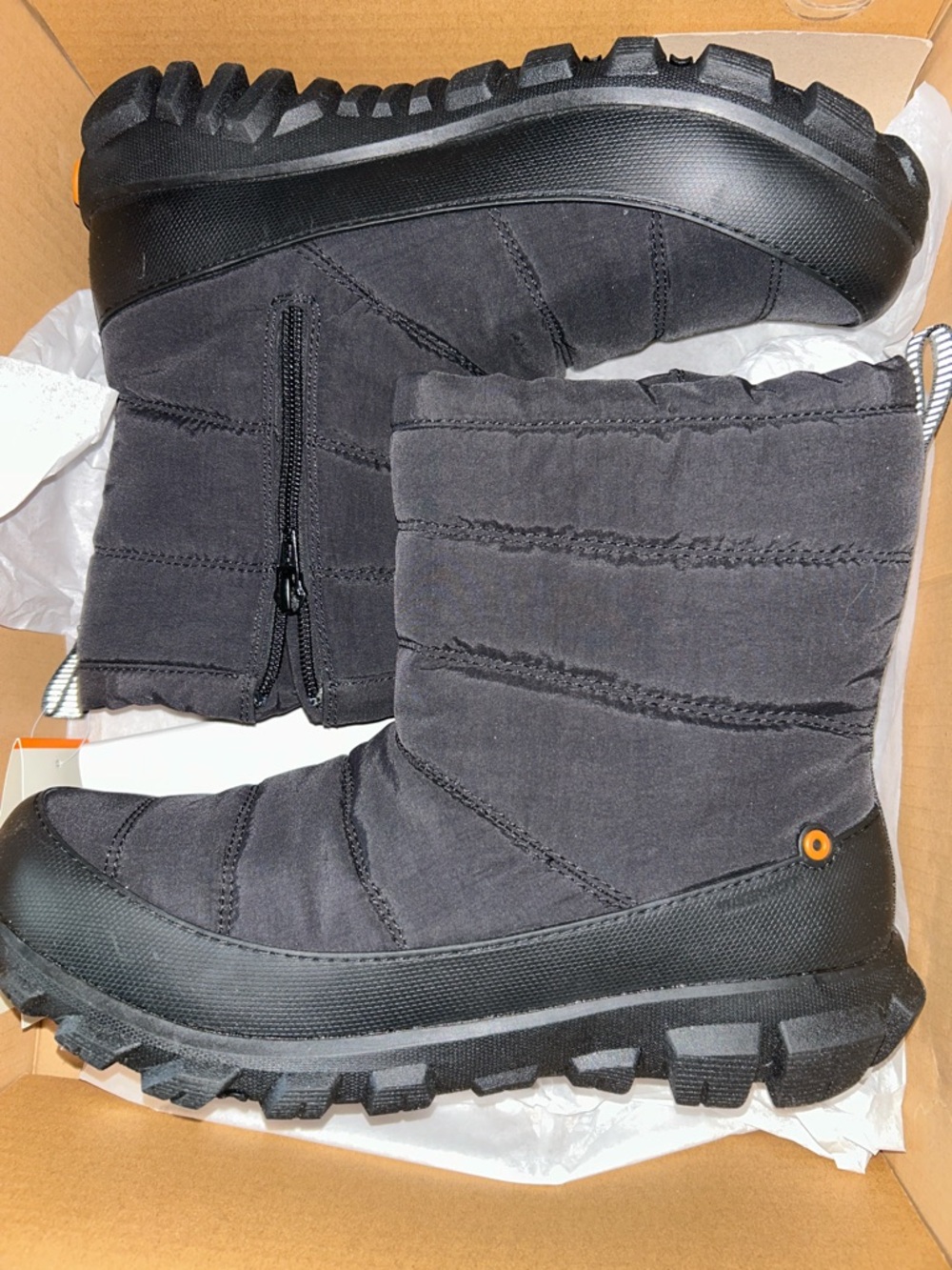 Bogs Black Quilted Puffer Boots with Side Zip